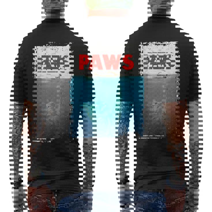 Paws 猫 子猫 ニャーパロディー おもしろ猫好き メンズTシャツ バックプリント