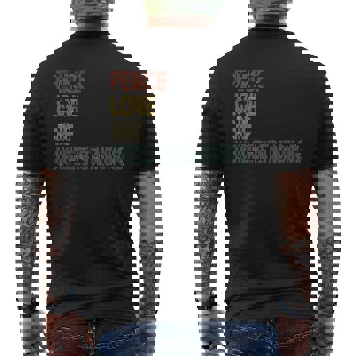 Peace Love And Understanding シャツ インスピレーションを与える引用 レトロ メンズTシャツ バックプリント