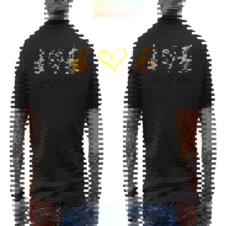 Peace Love バナナ 面白いバナナ フルーツ愛好家 ビーガン用 メンズTシャツ バックプリント