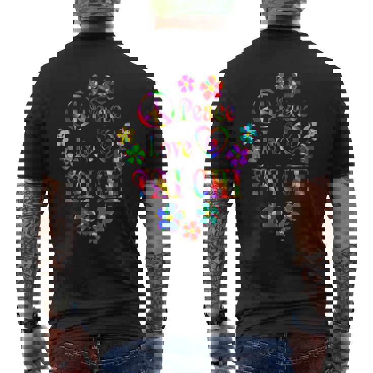 Peace Love 太極拳 ブライトカラー メンズTシャツ バックプリント