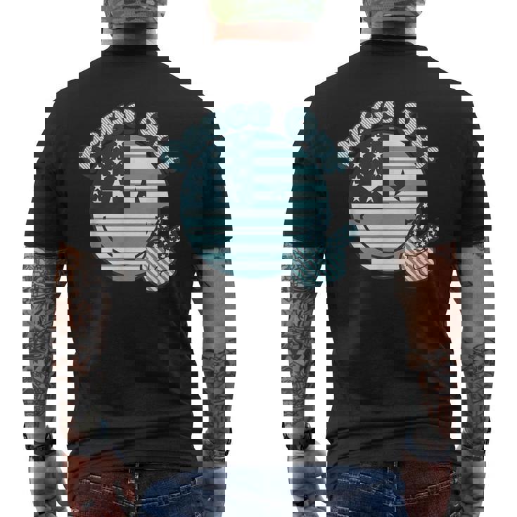 Peace Out 星条旗 ピースサイン 男女 色あせ メンズTシャツ バックプリント