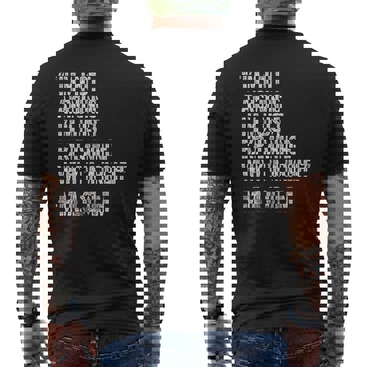 Personalized Name Fathers Day Outfit For Malcolm Quote Birthday Custom Name Idea Engineer Retro Black Small Men's T-shirt Back Print