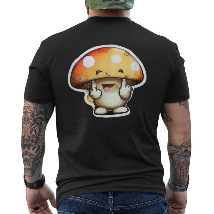Personnage Champignon Drôle Doigt D'honneur Joyeux Anniversaire Gourmand T-shirt imprimé au dos