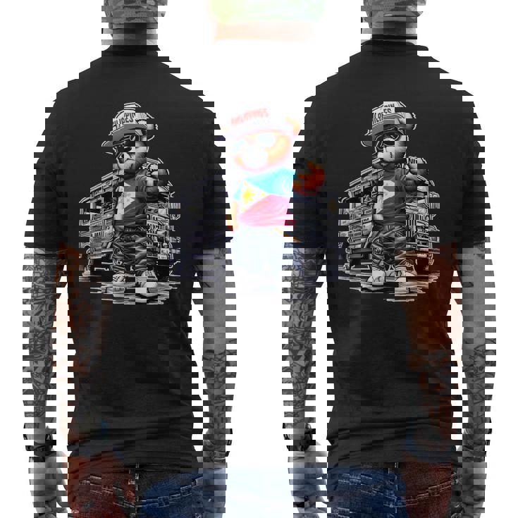 Philippines フィリピン ジプニー テディベア フィリピンの国旗 メンズTシャツ バックプリント