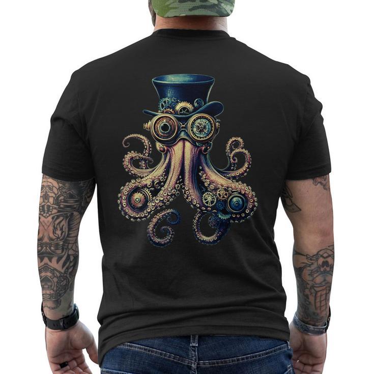 Pieuvreteampunk Engrenages Lunettes Et Tentacules T-shirt imprimé au dos