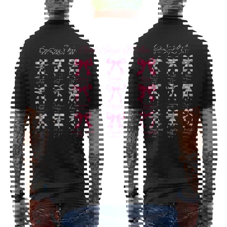 Pink Godays I Am Bibleerse コケットリボン メンズTシャツ バックプリント