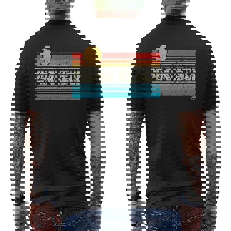 Pismo Beach ピズモビーチ カリフォルニア レトロ サンセット サーフ トリップ ラブ サーフィン メンズTシャツ バックプリント