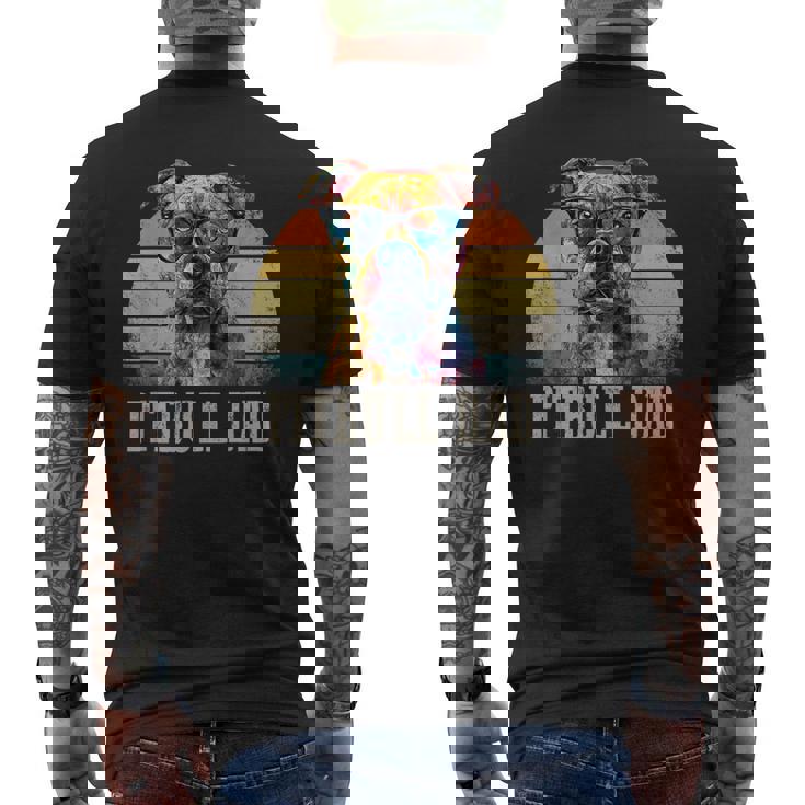 Pitbull Dad Dog Lover カラフル アーティスティック ピットブルのオーナー。 メンズTシャツ バックプリント