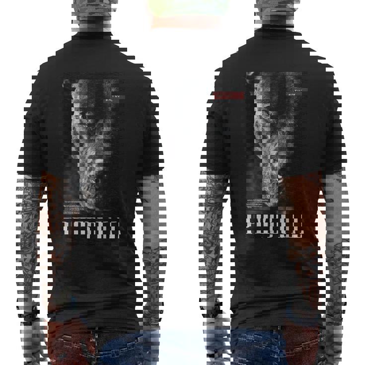 Pitbull 野生の犬テリアの肖像画 ブルドッグ 犬の飼い主 ピットブル メンズTシャツ バックプリント