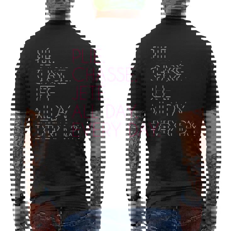 Plie Chasse Jete バレエダンシング バレリーナ バレエダンサー メンズTシャツ バックプリント