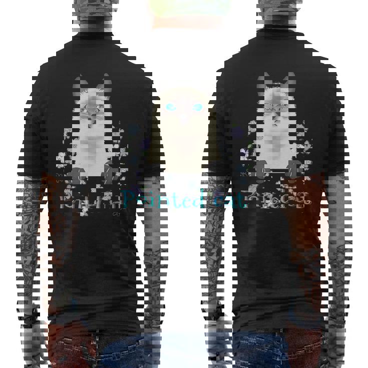 Pointed Cat 猫 ネコ シャム猫 ヒマラヤン トンキニーズ 花 レトロ ガーリー メンズ レディース キッズ メンズTシャツ バックプリント