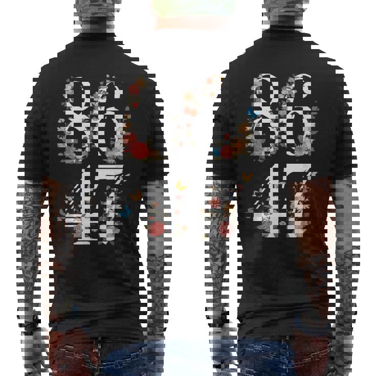 Political 8647 フローラル アンチトランプ メンズTシャツ バックプリント