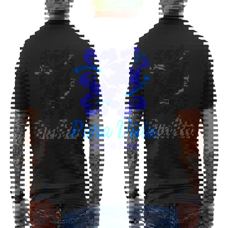 Puraida コスタリカ ブルー ハイビスカス メンズTシャツ バックプリント