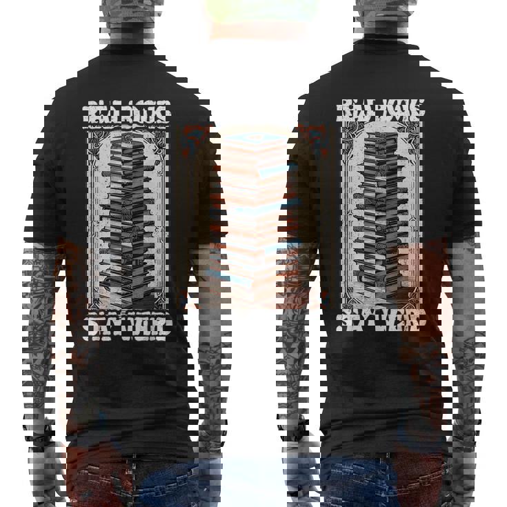 Read Bookstay Weird Bookworm Reading Book Lover Book メンズTシャツ バックプリント