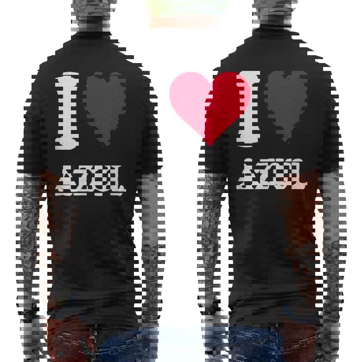 Red Heart I Love Azul メンズTシャツ バックプリント