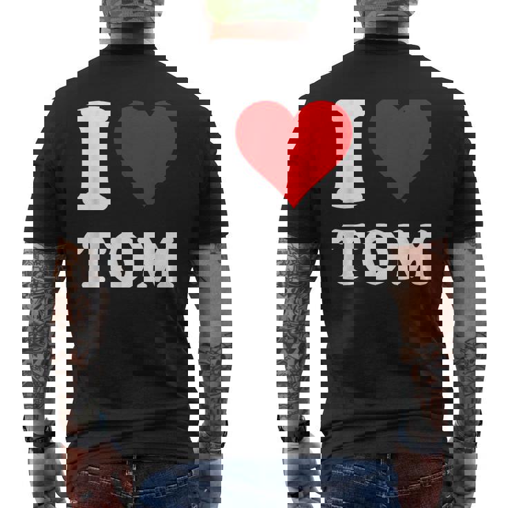 Red Heart I Love Tom メンズTシャツ バックプリント