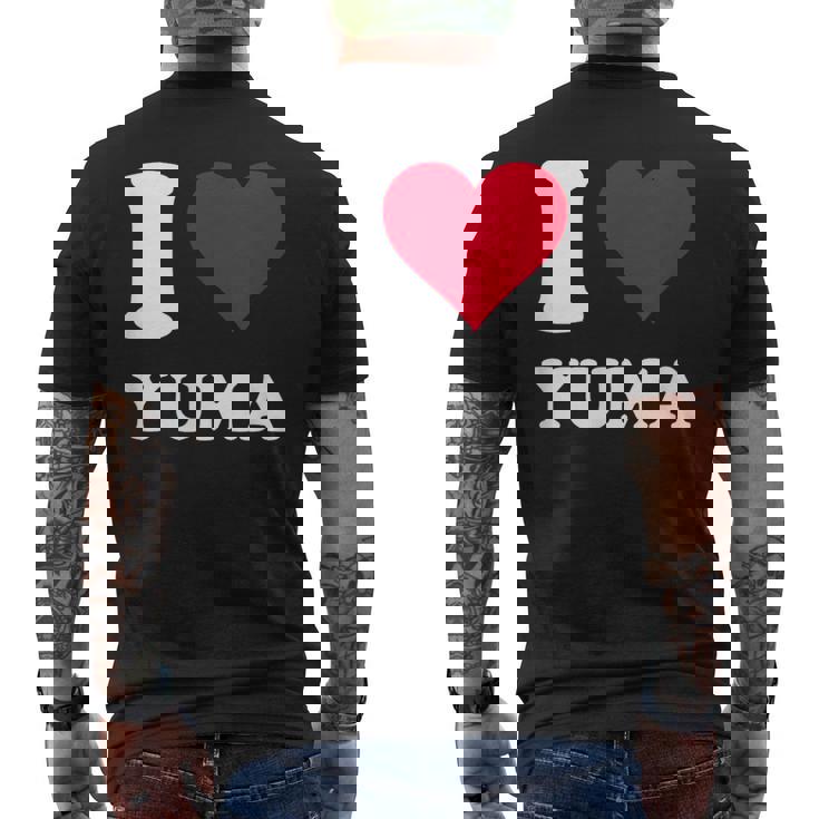 Red Heart I Love Yuma メンズTシャツ バックプリント