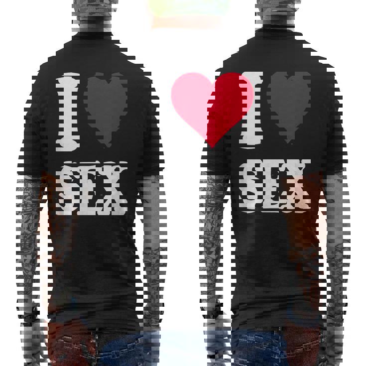 Red Heart I Loveex メンズTシャツ バックプリント