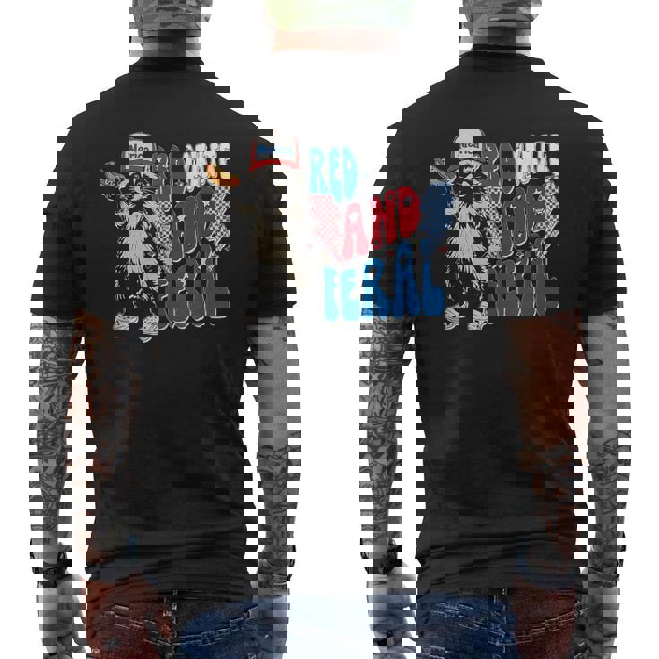 Red White And Feral Raccoon 4Th Of-July Men's T-shirt Back Print