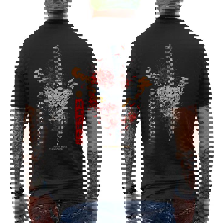 Redpider Lily And Japanese Anime Retro Oniamurai Mask メンズTシャツ バックプリント