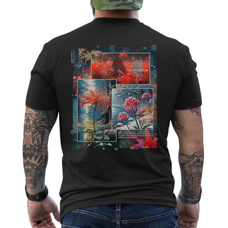 Redpider Lily の 曼珠沙華 で 日本のヴィンテージ の 美的スタイルのコラージュ メンズTシャツ バックプリント