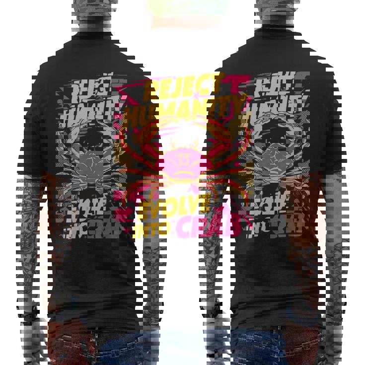 Reject Humanity Evolve To Crab ファニーカニ メンズTシャツ バックプリント
