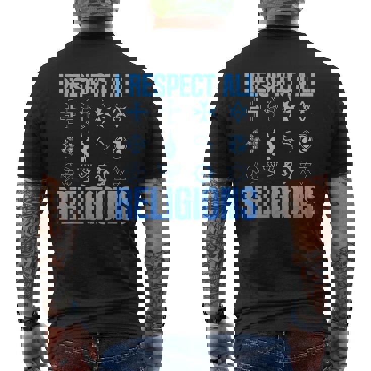 I Respect All Religions 精神性 寛容 受容 メンズTシャツ バックプリント