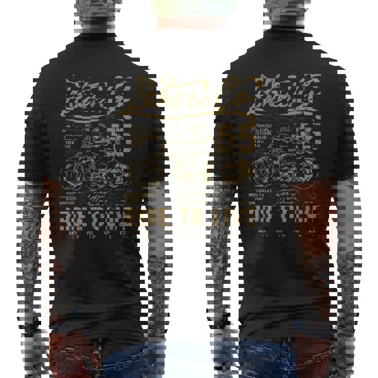 Ride To Live アンティーク風ビンテージレトロアメリカンバイク メンズTシャツ バックプリント