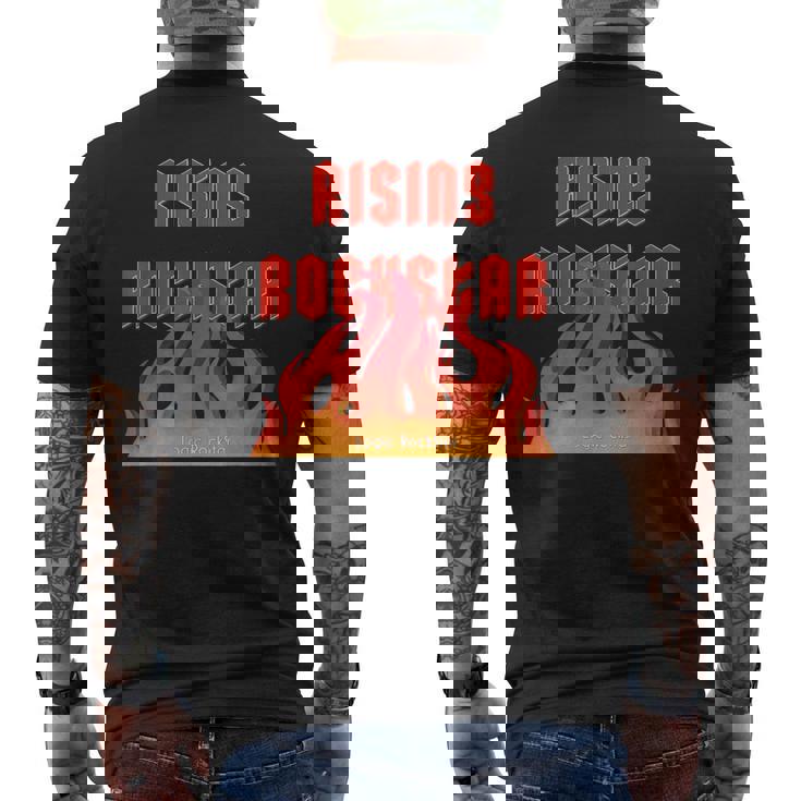 Rising Rockstar Fire Rocker Music Fun ロジックロックスター フェスティバル メンズTシャツ バックプリント