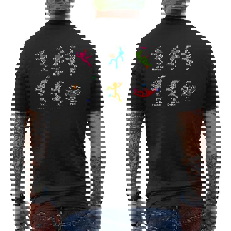 Rock Climbing Moves フロントプリント クライミングボルダリング メンズTシャツ バックプリント