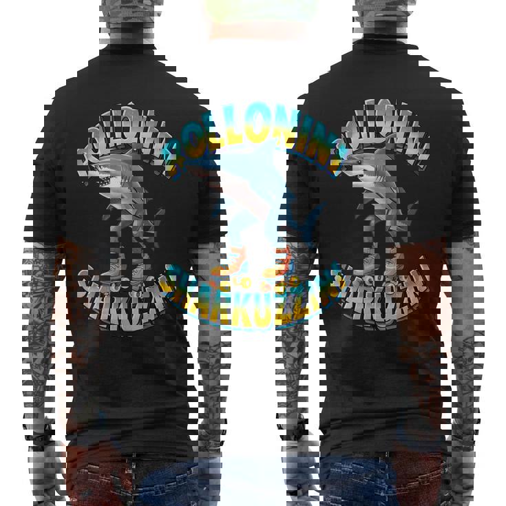Rolloliniharkuzzini ミームローラーシャーク イタリアンブレインレッド メンズTシャツ バックプリント