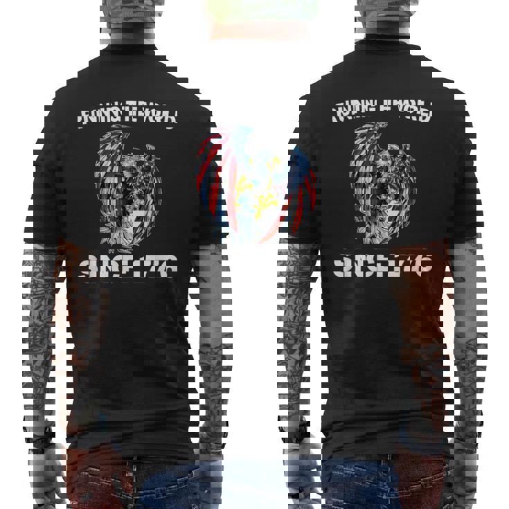 Running The Worldince 1776 アメリカンイーグル アメリカ国旗 メンズTシャツ バックプリント