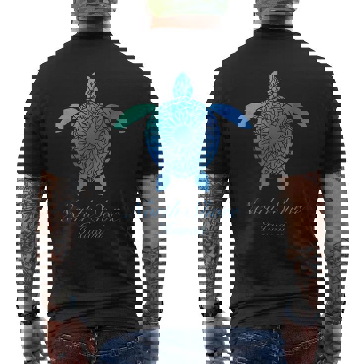 Save The Hawaii ウミガメ ハワイアン ブルー トライバル タートル ホヌ メンズTシャツ バックプリント