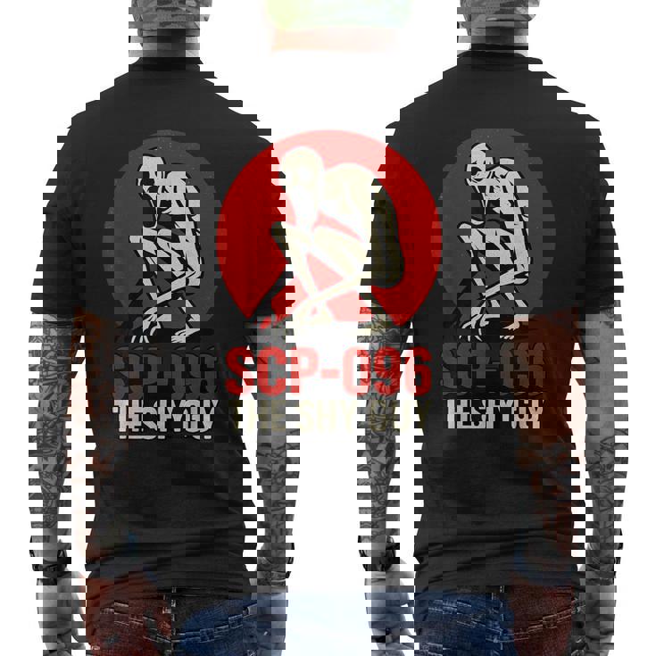Scp-096 「シャイガイ」ホラーアートデザイン メンズTシャツ バックプリント