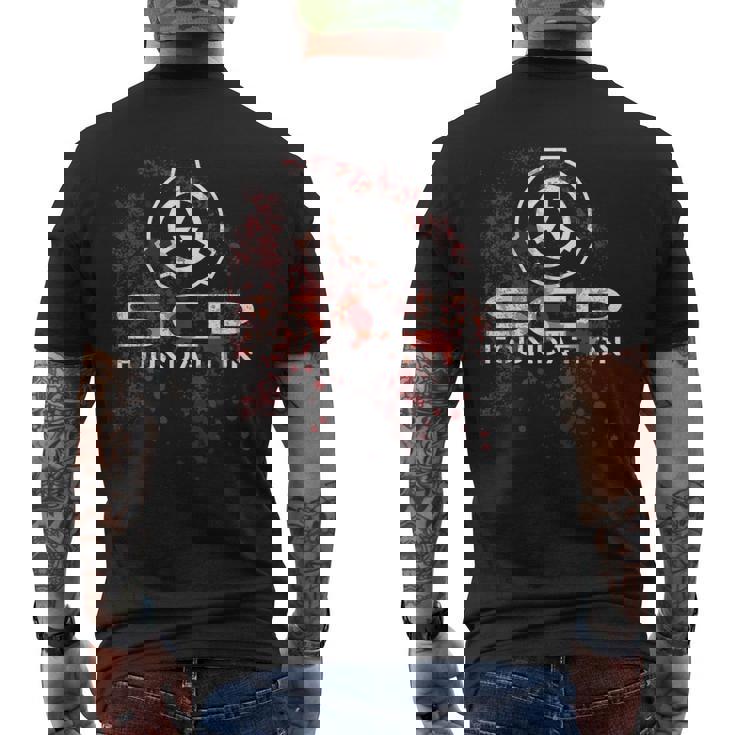 Scp、財団、血で メンズTシャツ バックプリント