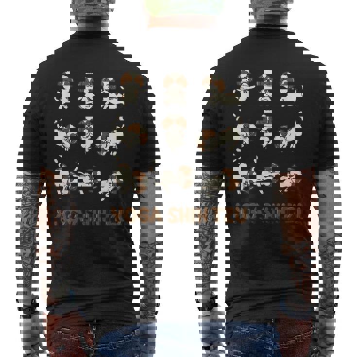 Shih Tzu ヨガシャツ シーズー ヨガポーズ 瞑想 メンズTシャツ バックプリント