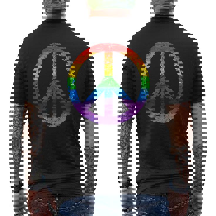 Simbolo Paz Hippie Bandera Lgbt Arcoiris Lesbian Gay Pride Camiseta Hombre Estampado Espalda