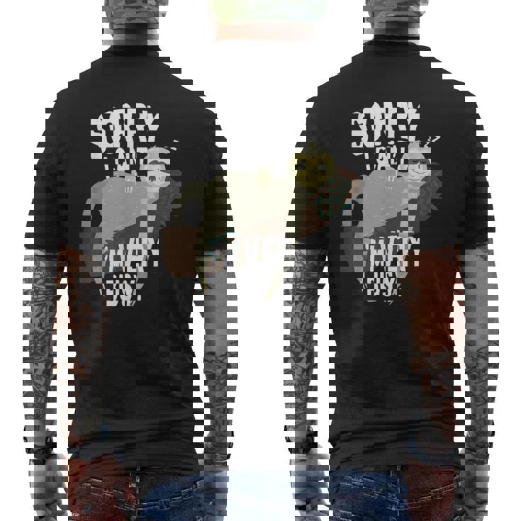 Sorry I Can't I'mery Busy ナマケモノ 遅刻魔 おはようございます。ホームオフィス メンズTシャツ バックプリント