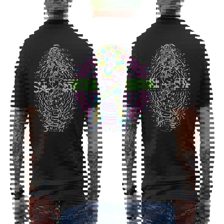 Soulista アフロ 70年代 ソウルミュージック レトロ ディスコ ブラック ファンク ラバーズ メンズTシャツ バックプリント