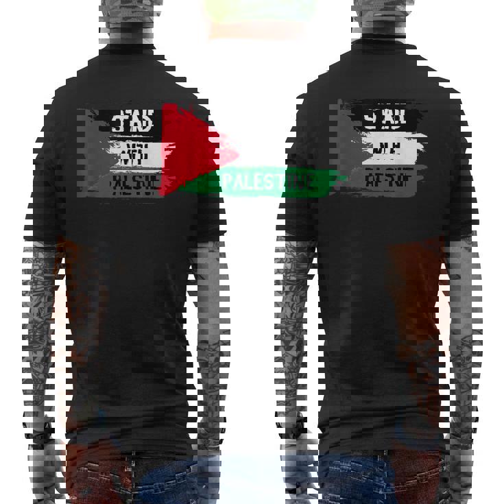 Stand With Palestineupporters Free Gaza エルサレムモスク メンズTシャツ バックプリント