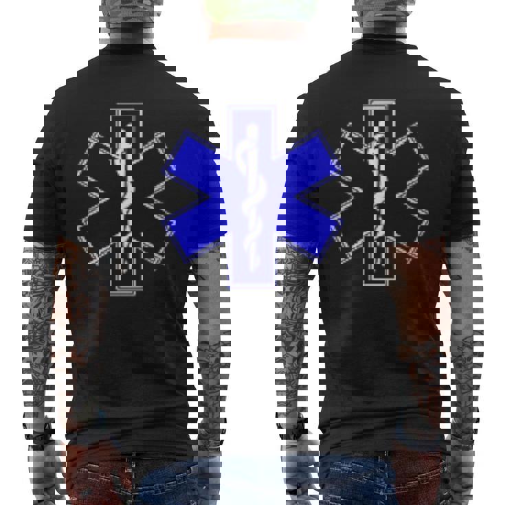 Star Of Life Rod Of Asclepius Emt Ems パラメディック メディック メンズTシャツ バックプリント