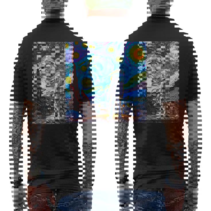 Starry Night Renditionincentan Gogh Astronaut メンズTシャツ バックプリント