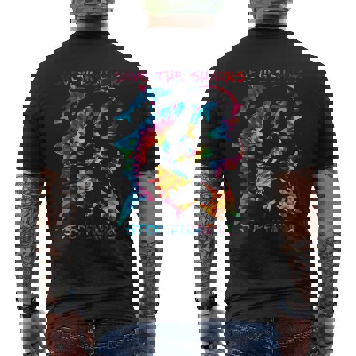 Stop Finning ジンベエザメ シュモクザメサメの種類タイダイ メンズTシャツ バックプリント