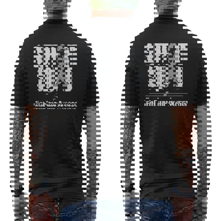 Support Squad Brain Tumor Awareness Brain Cancer Gray Ribbon Men's T-shirt Back Print