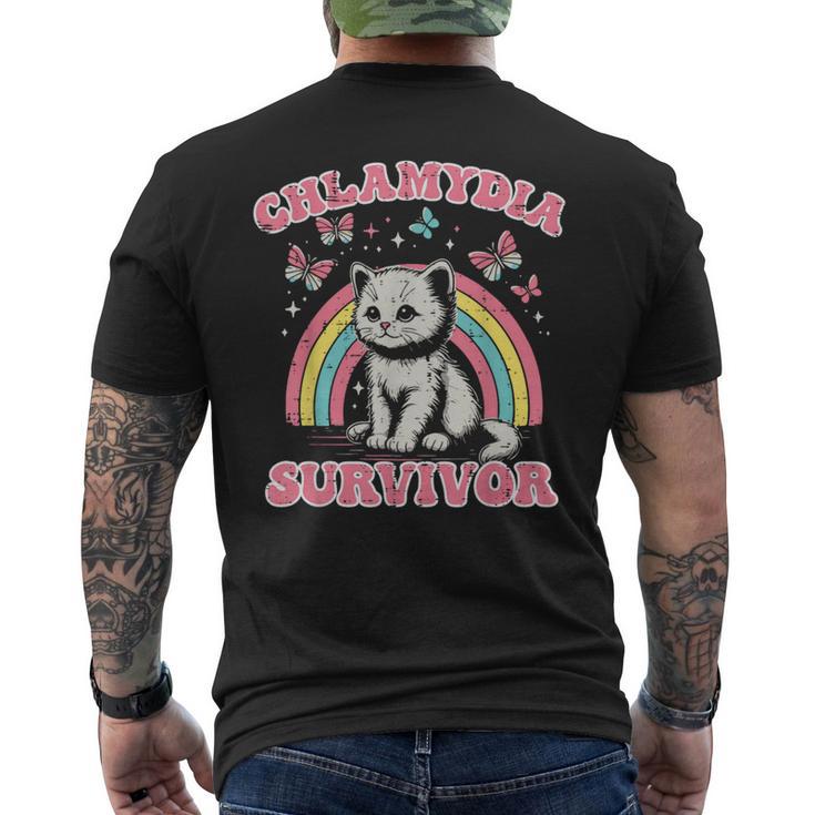Survivor Cat Cringe Weird Adult Humor Inappropriate Men's T-shirt Back Print