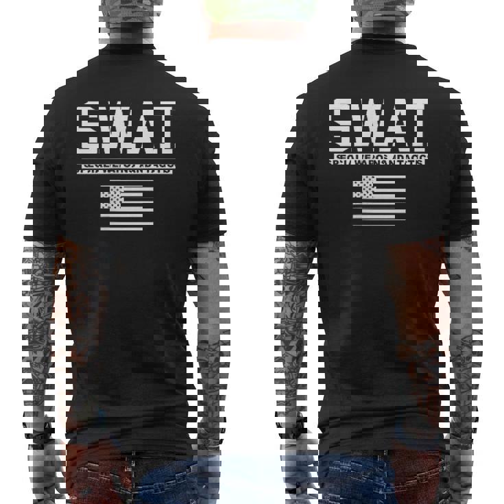 Swat スペシャル 武器と戦術警察WAT メンズTシャツ バックプリント