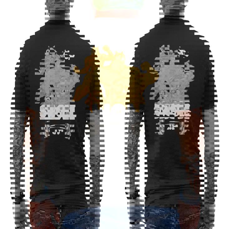 Swole Gymwole Doge Meme Buff Doge Meme メンズTシャツ バックプリント