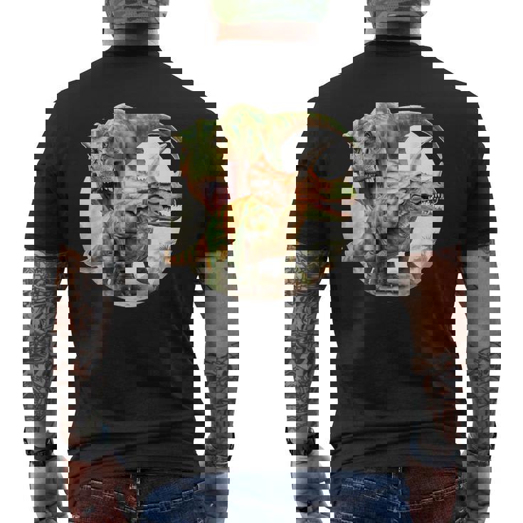 T-Rexs トリケラトプス・ファイティング メンズTシャツ バックプリント