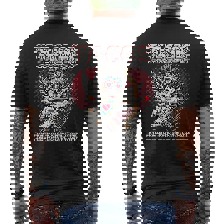 Taco Lovers バレンタインデー シュガースカル キューピッド メキシカンアート メンズTシャツ バックプリント