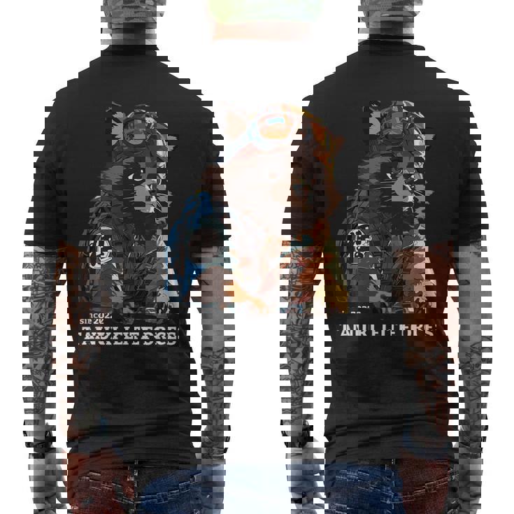 Tanuki Elite Forces No1 タヌキ精鋭部隊 漢字 動物 かわいい狸 たぬき おもしろ アニマル メンズTシャツ バックプリント